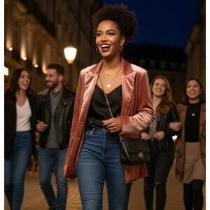 Bibi velvet blazer, pink, size L